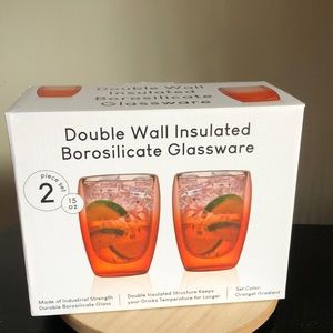 Double Wall Insulated Borosilicate Glassware ORANGE